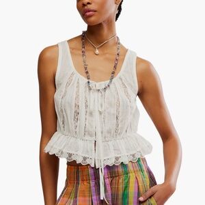 Alana Lace Trim Peplum Top - Free People, Size Medium